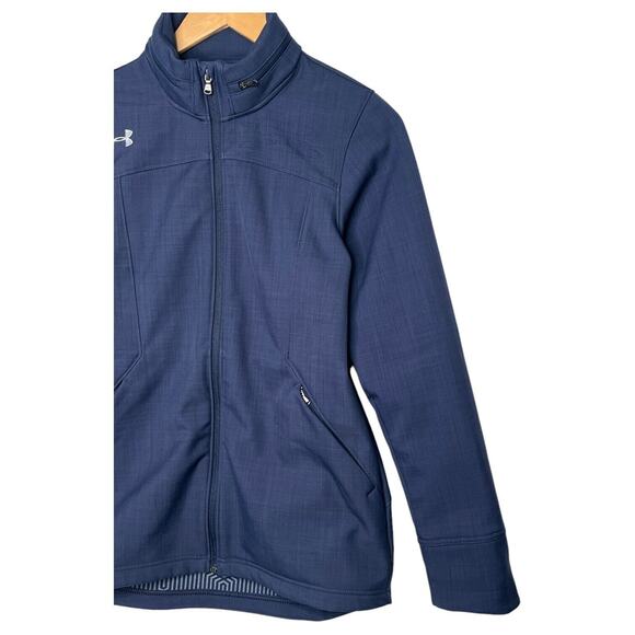 Under Armour Jacket Womens XS Loose ColdGear Pockets Full Zip Hoodie Sporty Blue - Picture 8 of 15